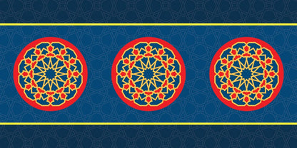 Red & Navy Khayamiya — the coffee-table runner, 100 × 50 cm