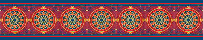 Red & Navy Khayamiya — the dining-table runner, 250 × 50 cm