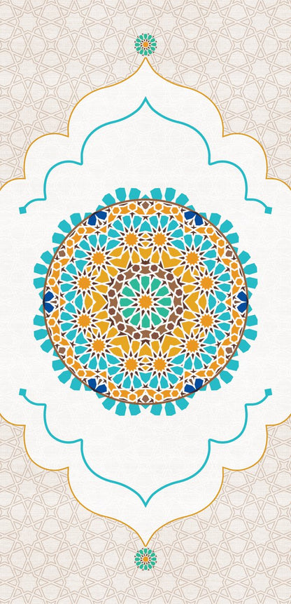 Teal & Gold Mandala — the left curtain panel