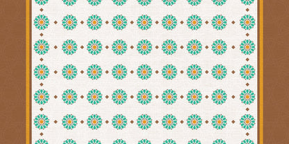 Teal & Gold Mandala — the coffee-table runner, 100 × 50 cm