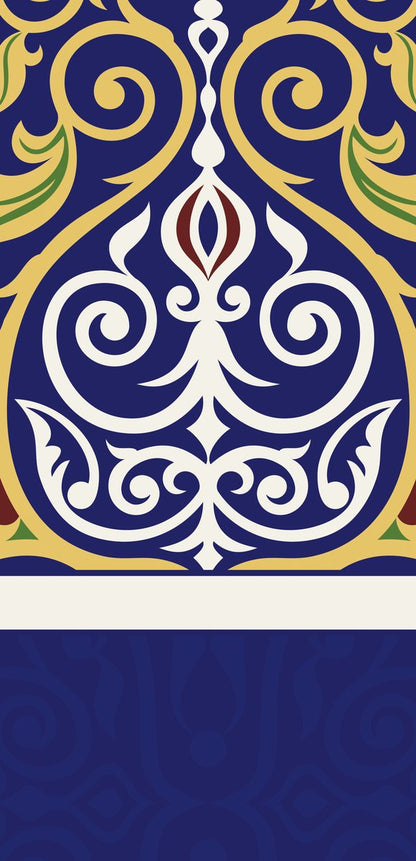 Indigo Khayamiya — the curtain panel, the same design on both panels