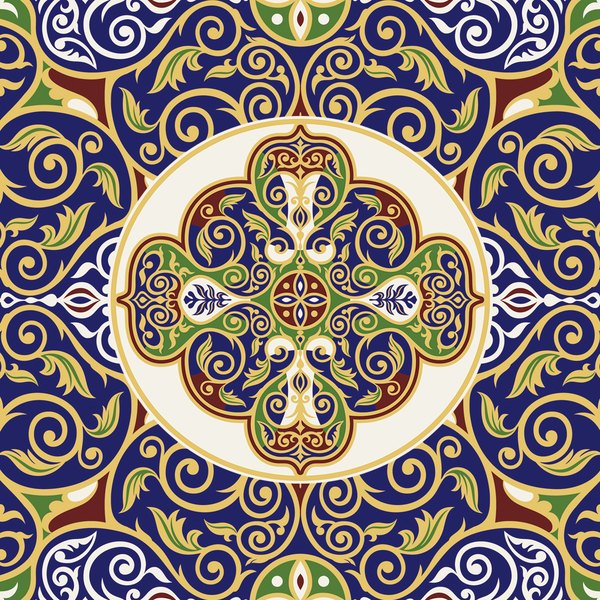 Indigo Khayamiya — cushion 2 of 3, the printed design