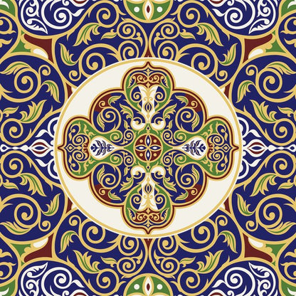 Indigo Khayamiya — cushion 2 of 3, the printed design