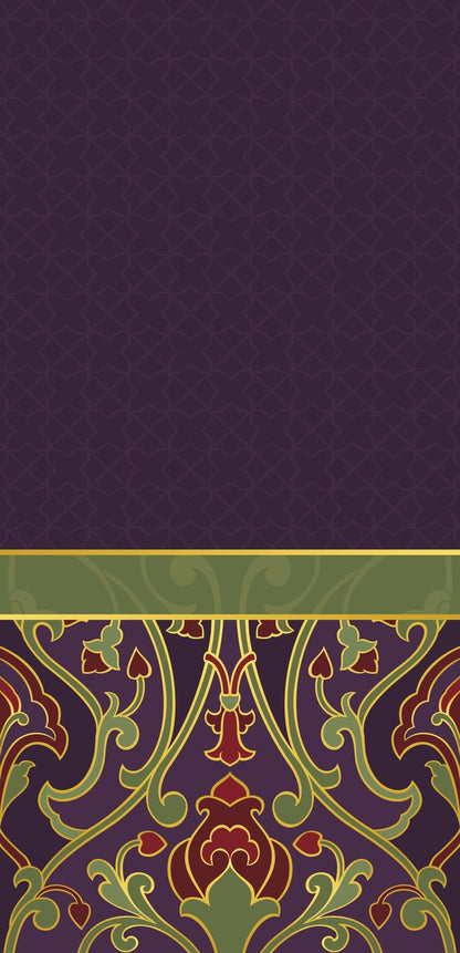 Plum Arabesque — the left curtain panel