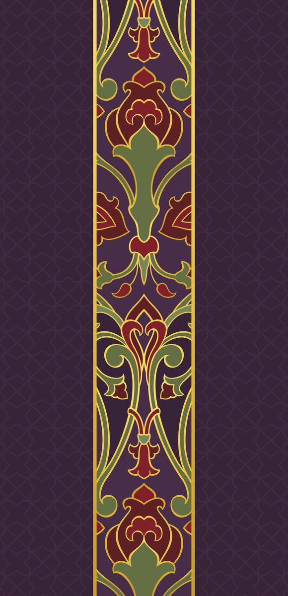 Plum Arabesque — the right curtain panel