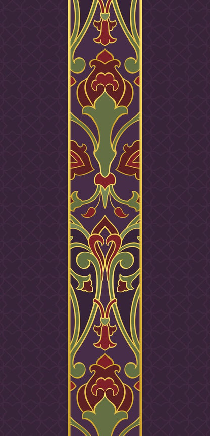 Plum Arabesque — the right curtain panel