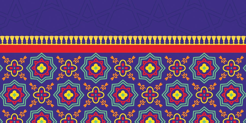 Royal Blue Khayamiya — the coffee-table runner, 100 × 50 cm