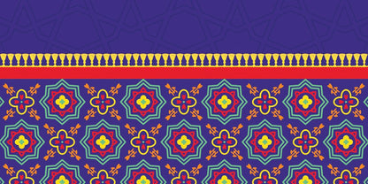 Royal Blue Khayamiya — the coffee-table runner, 100 × 50 cm