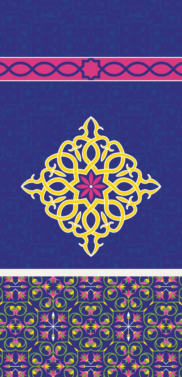 شبك بنفسجي وذهبي — لوحة الستارة اليمنى