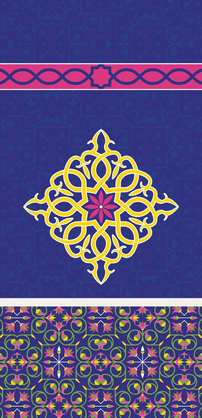 شبك بنفسجي وذهبي — لوحة الستارة اليمنى