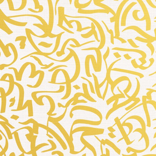 Golden Calligraphy — cushion 1 of 3, the printed design