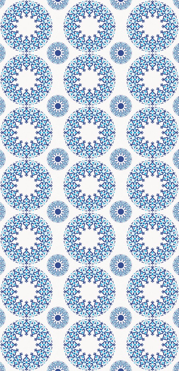 Cobalt Medallion — the curtain panel, the same design on both panels