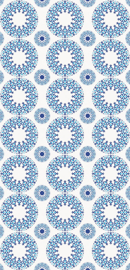 Cobalt Medallion — the curtain panel, the same design on both panels