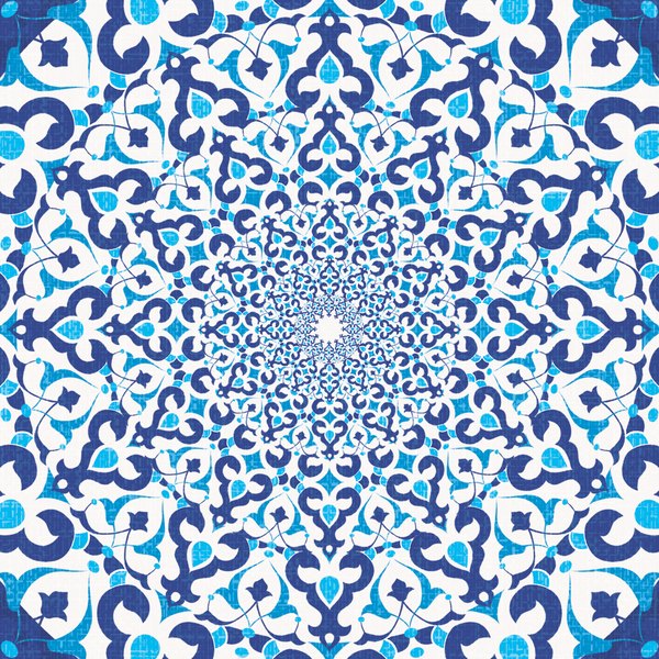 Cobalt Medallion — cushion 3 of 3, the printed design
