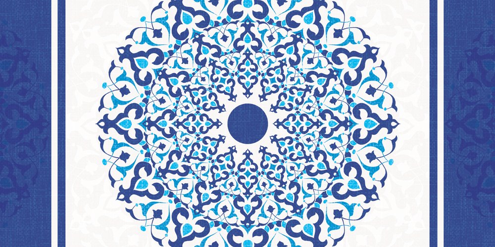 Cobalt Medallion — the coffee-table runner, 100 × 50 cm