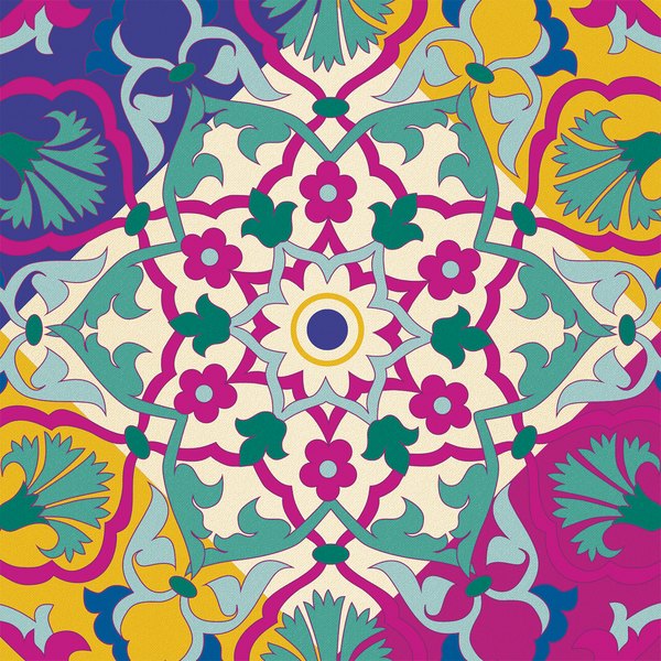 Teal & Magenta Tiles — cushion 1 of 3, the printed design