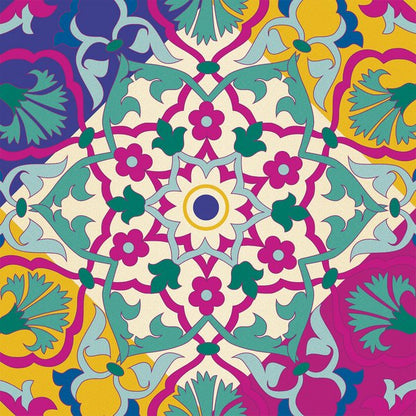 Teal & Magenta Tiles — cushion 1 of 3, the printed design