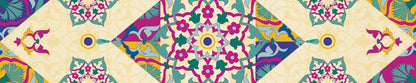 Teal & Magenta Tiles — the dining-table runner, 250 × 50 cm