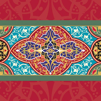 Crimson Iznik — cushion 3 of 3, the printed design