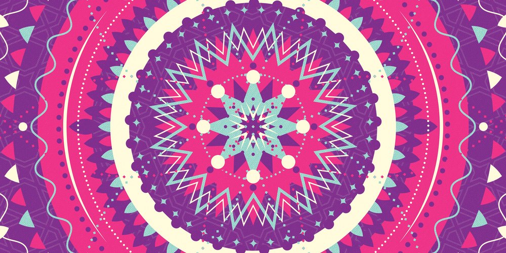 Purple Mandala Nights — the coffee-table runner, 100 × 50 cm