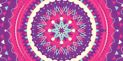 Purple Mandala Nights — the coffee-table runner, 100 × 50 cm