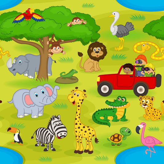 Safari Adventure — the printed pattern, one repeat — Karen Fabrics