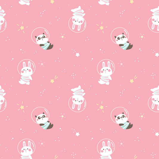 Panda Cupcakes Pink — the printed pattern, one repeat — Karen Fabrics