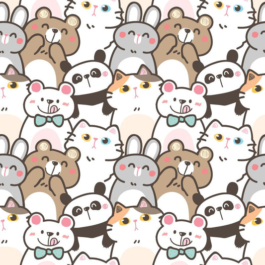 Bear Crowd Cream — the printed pattern, one repeat — Karen Fabrics