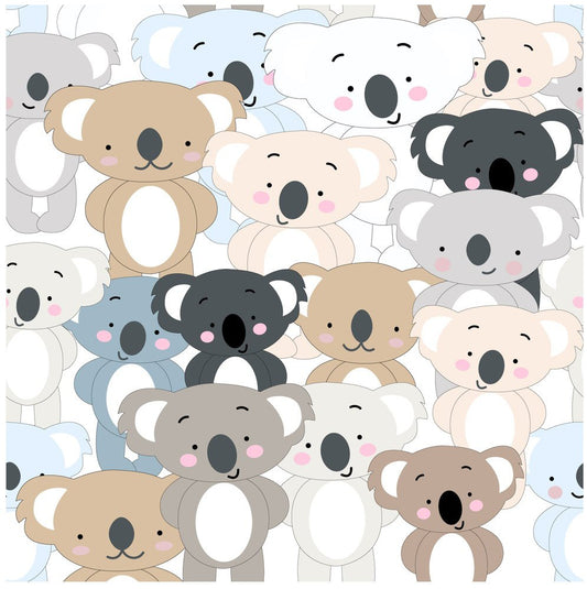 Koala Crowd — the printed pattern, one repeat — Karen Fabrics