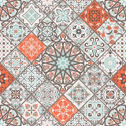 Lisbon Azulejo, colourway No. 2 — the printed pattern, one repeat — Karen Fabrics
