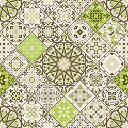 Lisbon Azulejo, colourway No. 6 — the printed pattern, one repeat — Karen Fabrics