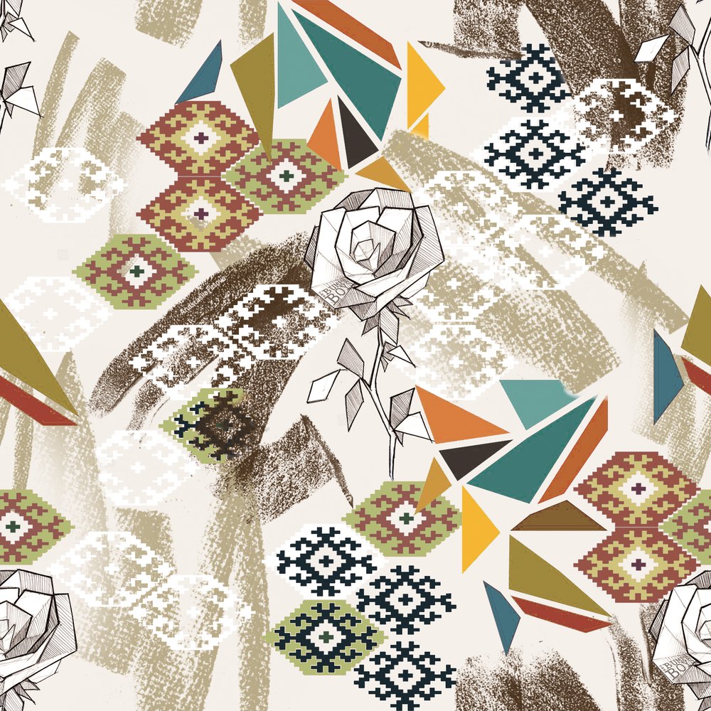 كليم الأوريغامي، اللون رقم 1 — النقشة المطبوعة، تكرار واحد — كارن فابريكس