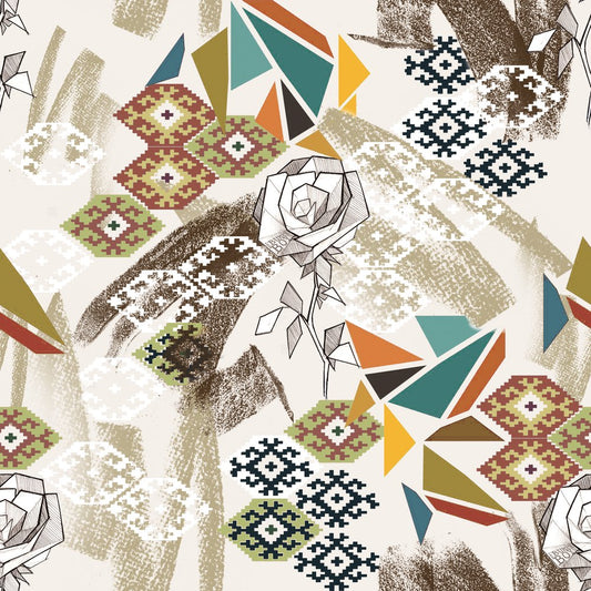 Origami Kilim, colourway No. 1 — the printed pattern, one repeat — Karen Fabrics