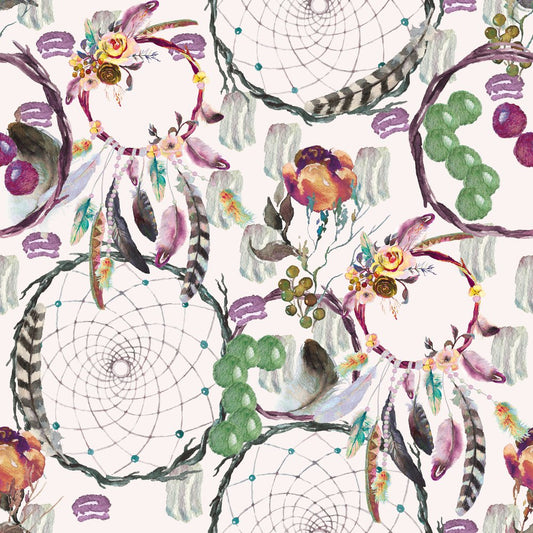 Dreamcatcher Bloom, colourway No. 1 — the printed pattern, one repeat — Karen Fabrics