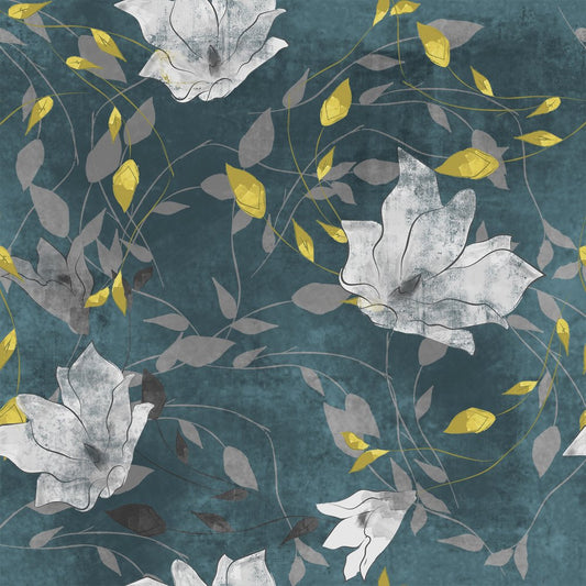 Celadon Lily, colourway No. 2 — the printed pattern, one repeat — Karen Fabrics