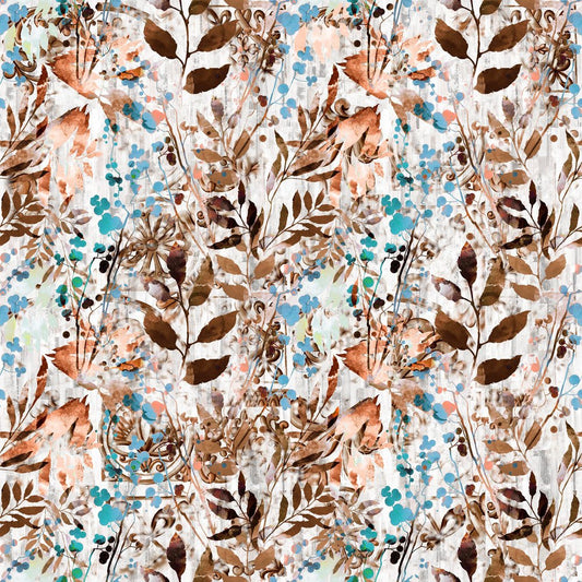 Autumn Sprigs, colourway No. 1 — the printed pattern, one repeat — Karen Fabrics