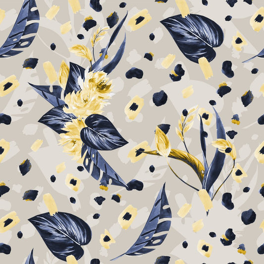 Monstera Spots, colourway No. 2 — the printed pattern, one repeat — Karen Fabrics