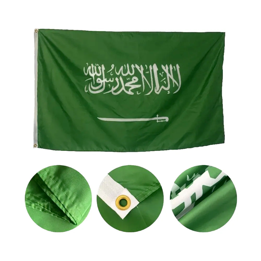 Saudi Arabia Flag 120×180 cm – Double Face Print – Premium Polyester with Reinforced Grommets