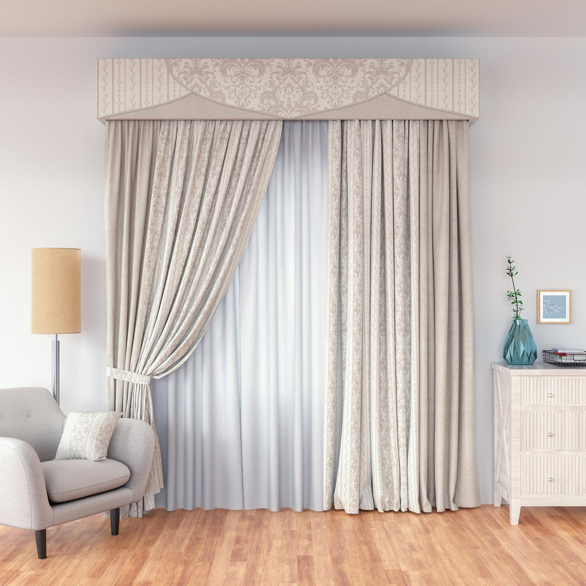 ستائر بلتكانه 2026 | مودرن وكلاسيك تناسب جميع الغرف 10 Pelmet Curtain P30 – Karen Fabrics